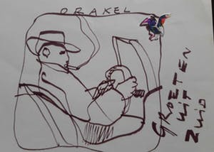 Herman Brood - tekening: orakel, ingelijst kopen? Bied vanaf 170!