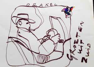 Herman Brood - tekening: orakel, ingelijst verkocht voor € 170!