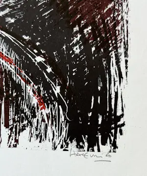 Maurice Haccuria - Abstrakte Komposition in Rot und Schwarz aus dem Jahr 1971 kopen? Bied vanaf 60!