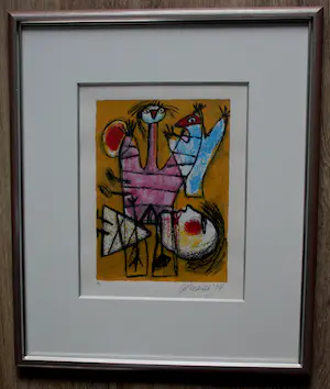 Corneille - Ingelijste litho: Compositie met speelse figuren - 1994(Mooie lijst!) kopen? Bied vanaf 250!