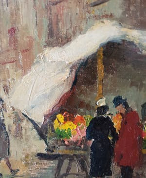 Niet of onleesbaar gesigneerd - Mooi Frans aangezicht van een markt in Parijs. Handgesigneerd. kopen? Bied vanaf 10!