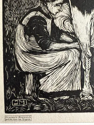 Jan Mankes - Originele Houtsnede Koemelkster 1927 kopen? Bied vanaf 165!