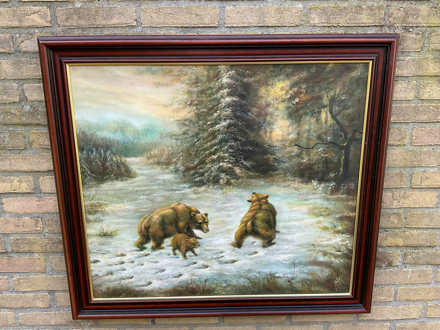 Buy Onbekend - ‘Drie beren in de winter’ gesigneerd G.Hofman? Bid from 25!