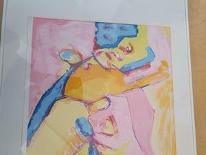 Ton van Kesteren - alweer afgeprijst : fraaie abstracte zeefdruk , ingelijst en gesigneerd kopen? Bied vanaf 19!
