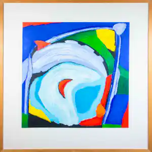 Saskia Bremer - Acryl op karton, Red Moon - Ingelijst vendu pour 63€ !