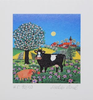 Volker Ritters - e.a: zes handgesigneerde zeefdrukken: Alchemist, Uitzicht, Landschap, Koe I-III kopen? Bied vanaf 15!