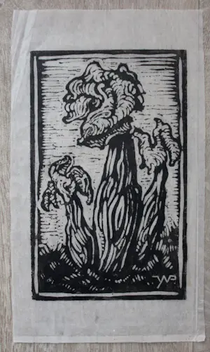 Joseph van de Wall Perne - 2 houtsnedes: ...veld bij Zandvoort + bloemen kopen? Bied vanaf 29!