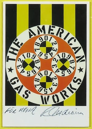 Robert Indiana - Gesigneerde artcard met persoonlijke opdracht - The American Gas Works kopen? Bied vanaf 1!