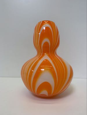 Carlo Moretti - Murano oranje witte vaas kopen? Bied vanaf 50!