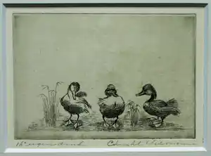 Christel Selmouni - Ingelijste ets , Drie eendjes , Kwik, Kwek & Kwak vendu pour 46€ !