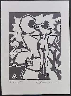 Arie Zuidersma - 2 linosneden:dorpsgezicht en vrouwelijk naakt kopen? Bied vanaf 75!