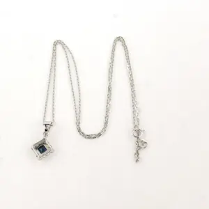 14k wit gouden collier met hanger bezet met saffier en diamant 0.24 ct kopen? Bied vanaf 380!