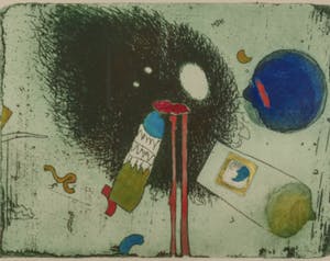 Michel van Overbeeke - Come across, kleurets met bladgoud - ingelijst kopen? Bied vanaf 80!