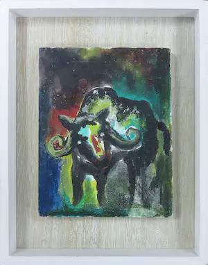 Niet of onleesbaar gesigneerd - Acryl op doek, stier kaufen? Bieten Sie von 1!