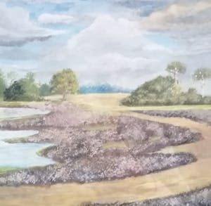 Thomas van Wissen - Heidelandschap - eind 19e eeuw Gouache - ingelijst achter glas kopen? Bied vanaf 40!