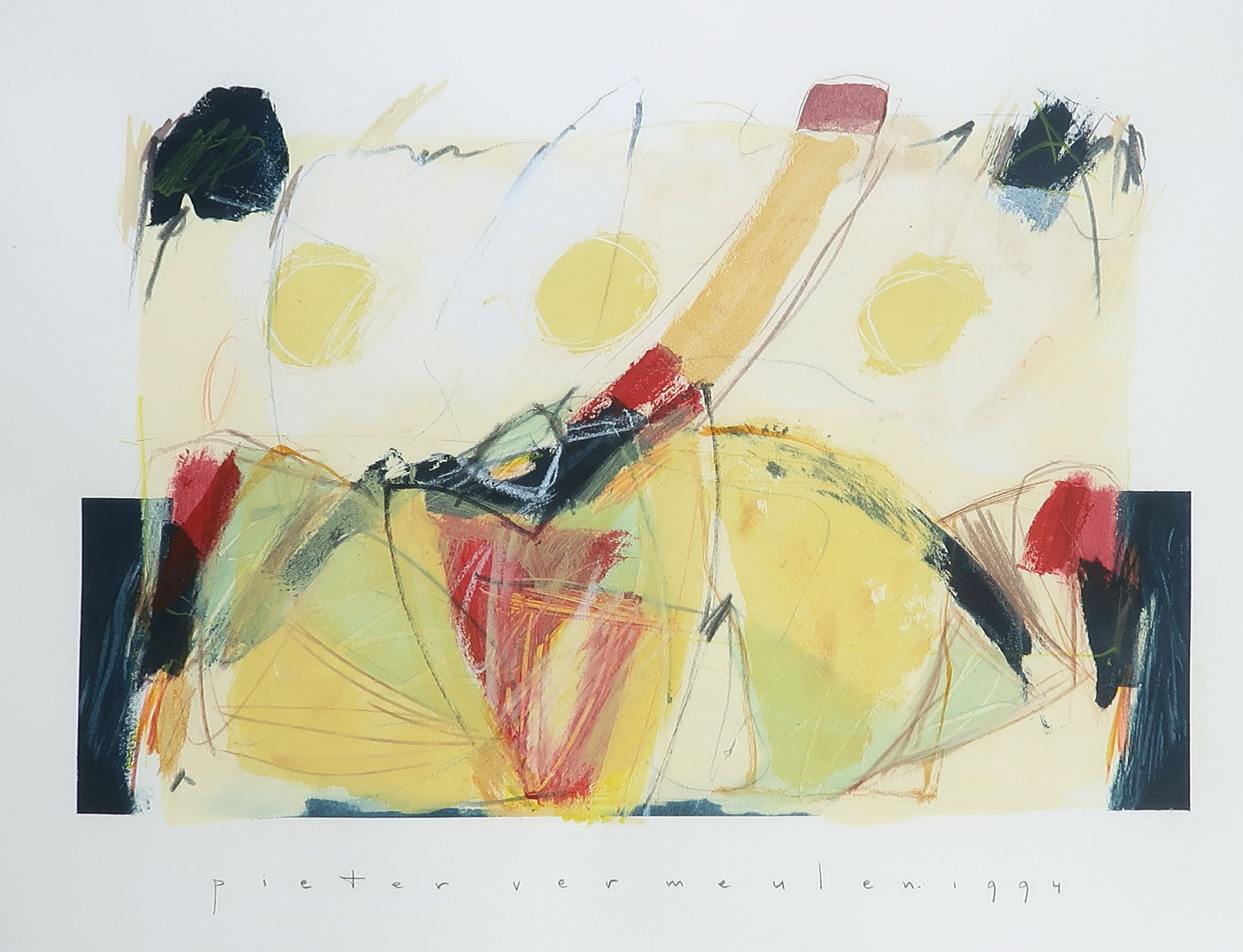 Pieter Vermeulen - Gemengde techniek op papier, Zonder titel - Ingelijst kopen? Bied vanaf 1!