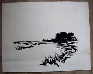 Johan Faber - Penseel tekening: Friesland kopen? Bied vanaf 350!