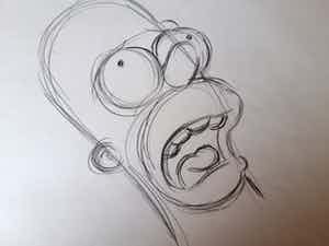 Matt Groening - originele productie tekening, The Simpsons, Homer, ingelijst + certificaat verkocht voor € 190!