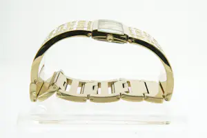 1072- Bling Bling!  Donna Karen NY 4661 dameshorloge in originele box + factuur kopen? Bied vanaf 85!