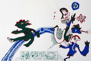 Lucebert - Litho - Knechten van Vishnu - 1972 verkocht voor € 225!