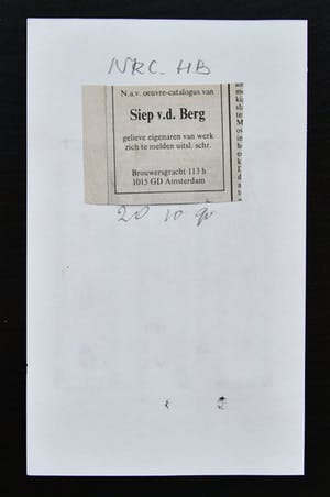 Siep van den Berg - # CONSTRUCTIVISTISCHE COMPOSITIE/Collage # 1990, mint kopen? Bied vanaf 49!