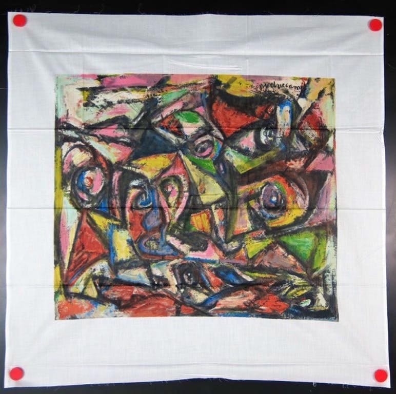 Theo Wolvecamp - Zeefdruk op katoenzijde, Zonder titel kopen? Bied vanaf 35!