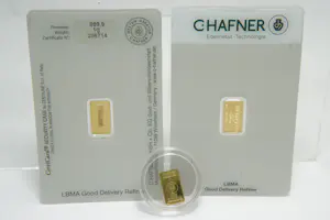 55 - Drie (3) fijn-gouden 999.9 baartjes - fa. C.Hafner Duitsland-  in plastic kopen? Bied vanaf 200!