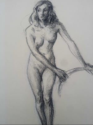 Hendrikus J. Eshuys - Naakt. Portret staande vrouw. kopen? Bied vanaf 35!