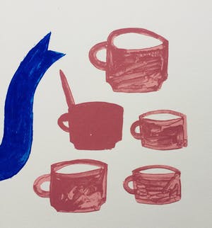 Klaas Gubbels - zeefdruk ‘Blauwe kan met kopjes’ - 2005 - oplage XX kopen? Bied vanaf 275!