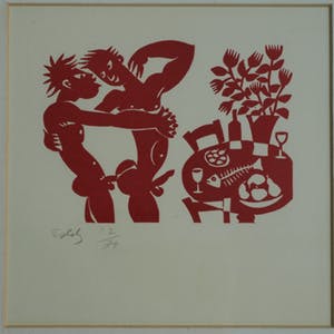 Eddy Varekamp - Sjabloondruk, “Aan tafel” - gesigneerd & ingelijst kopen? Bied vanaf 1!