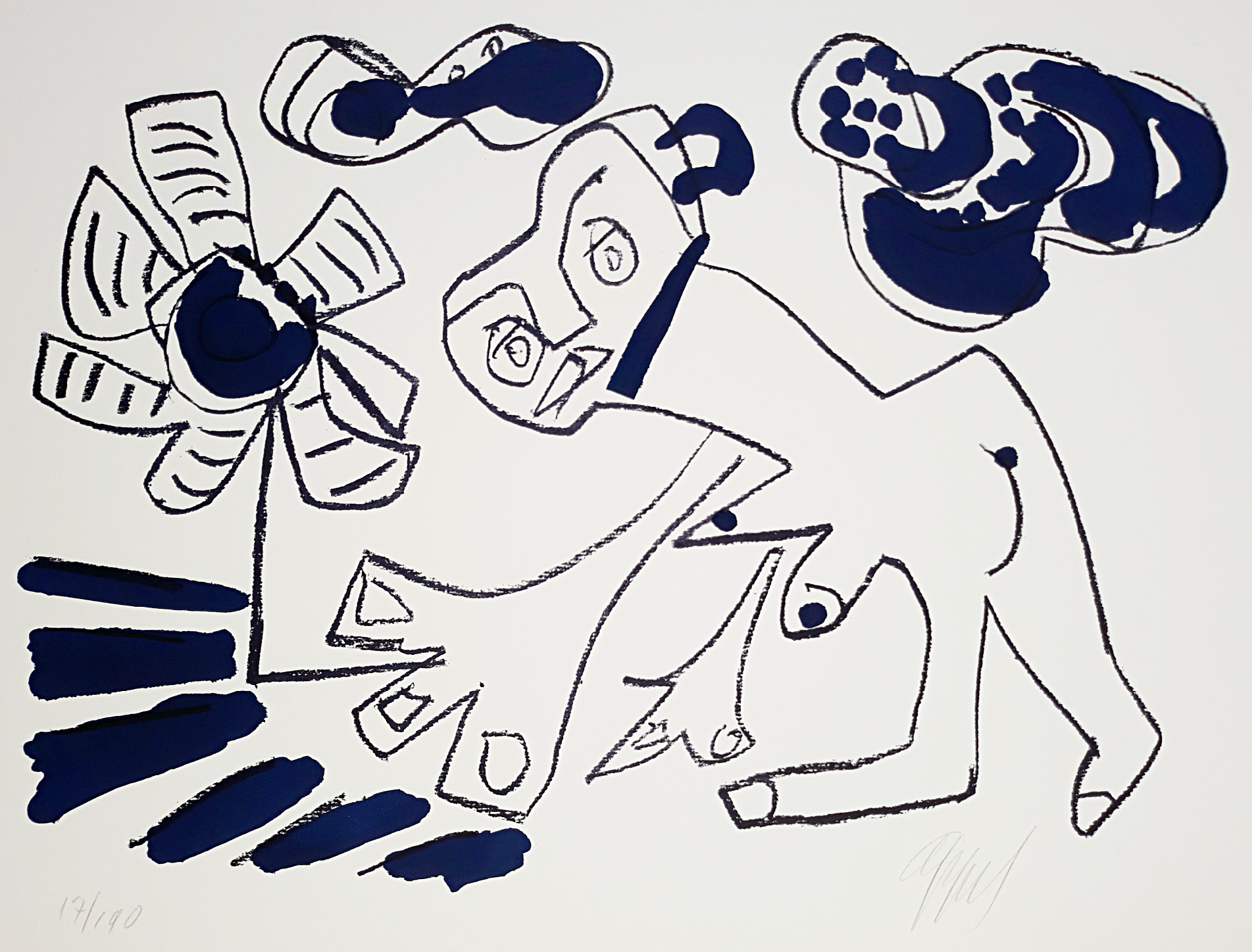 Karel Appel - Naakt met bloem, litho verkocht voor € 375!