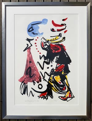 Theo Wolvecamp - Figuur op een blauwe maandag, zeefdruk (mooi ingelijst, groot) kopen? Bied vanaf 250!