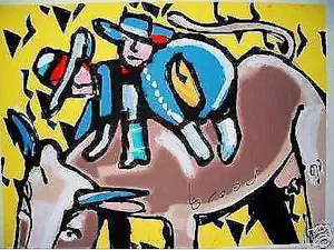 Herman Brood - Kleurenzeefdruk BULLS RIDE Handgesigneerd--GROOT!!!! kopen? Bied vanaf 525!