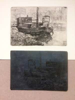 Han Krug - Drie originele etsplaten en afdruk 1919 verkocht voor € 50!