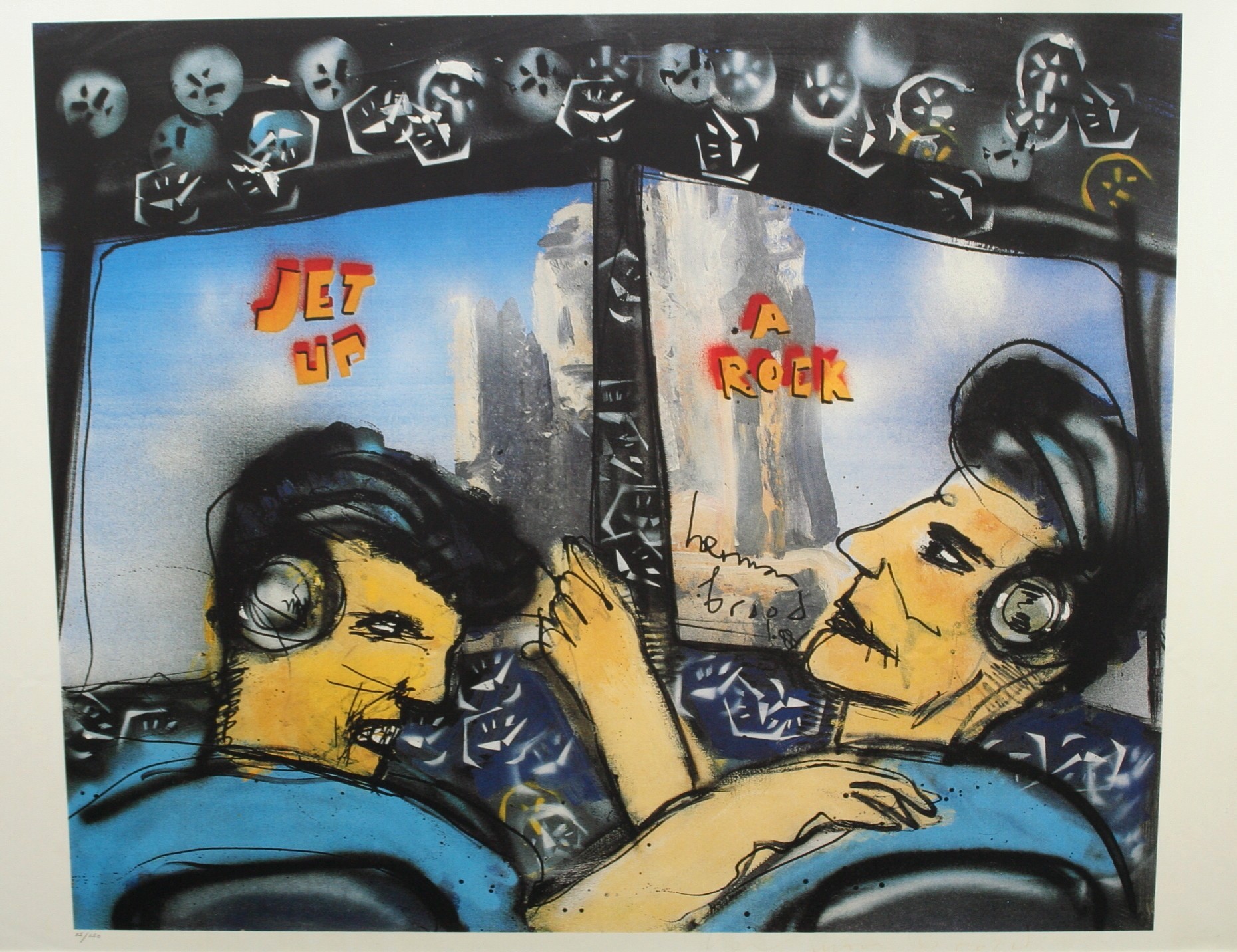 Herman Brood - zeefdruk 1988 - Jet up a rock - gesigneerd kopen? Bied vanaf 205!