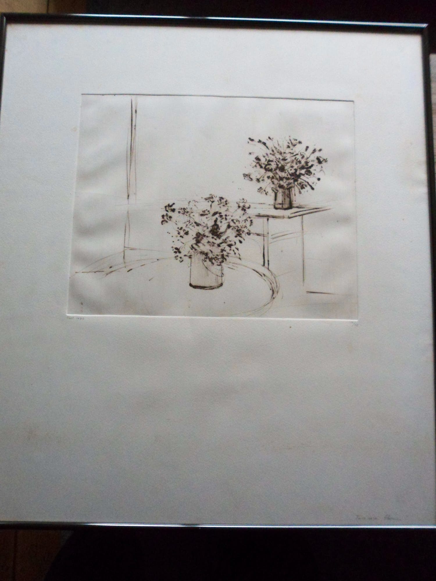 Wilfred Voet - Ets. Titel, "twee vazen bloemen". kopen? Bied vanaf 25!