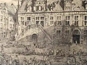 Eugene Lucker - Grote en mooi scherpe Ets "Grote Markt Nijmegen" potloodgesigneerd verkauft für € 70!