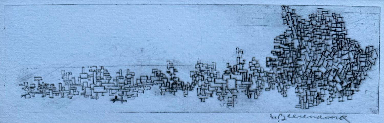 Theo Beerendonk - Lijnets op papier | 'Zonder titel' | jaren '70 kopen? Bied vanaf 80!