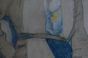 Willy Sluiter - litho - Jonge vrouw met blauw hoedje en gele bloem kopen? Bied vanaf 75!