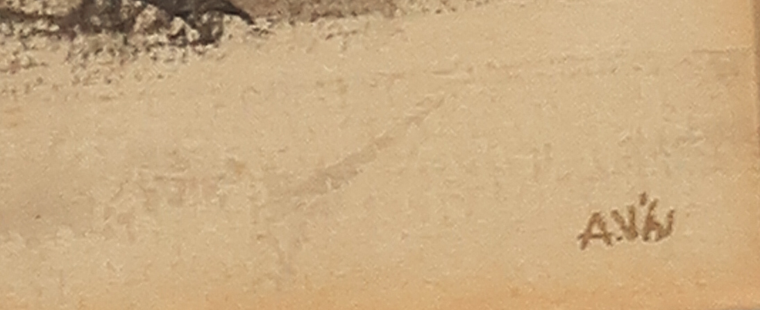 Anton Voorzanger - Inkttekening, Landschap - Ingelijst kopen? Bied vanaf 35!