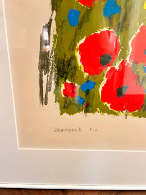 Ellen Meuwese - Bloemen zeefdruk met witte lijst kopen? Bied vanaf 40!