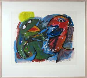 John Lie a Fo - Gemengde techniek, Zonder titel - Ingelijst (Groot) verkocht voor € 100!