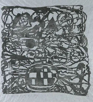 Maria de Ronde - Houtsnede op Japans papier, Abstracte compositie kaufen? Bieten Sie von 1!