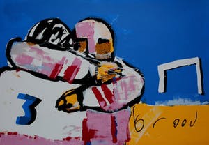 Herman Brood - grote zeefdruk: Voetbal kopen? Bied vanaf 299!