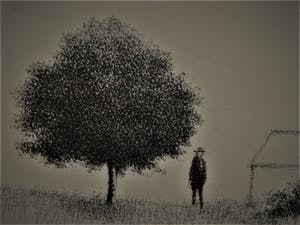 Metten Koornstra - Meester van de Verstilling - gelimiteerde ETS - "Man in Landschap - gesigneerd kopen? Bied vanaf 10!