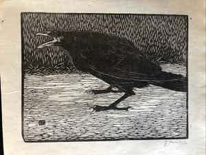Jan Mankes - Houtsnede Zwarte Kraai - Gesigneerd - 1918 verkocht voor € 455!