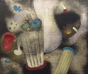 Michel van Overbeeke - Handgekleurde ets/aquatint op papier op doek, Pillar I - Ingelijst (Zeer groot) kopen? Bied vanaf 1!