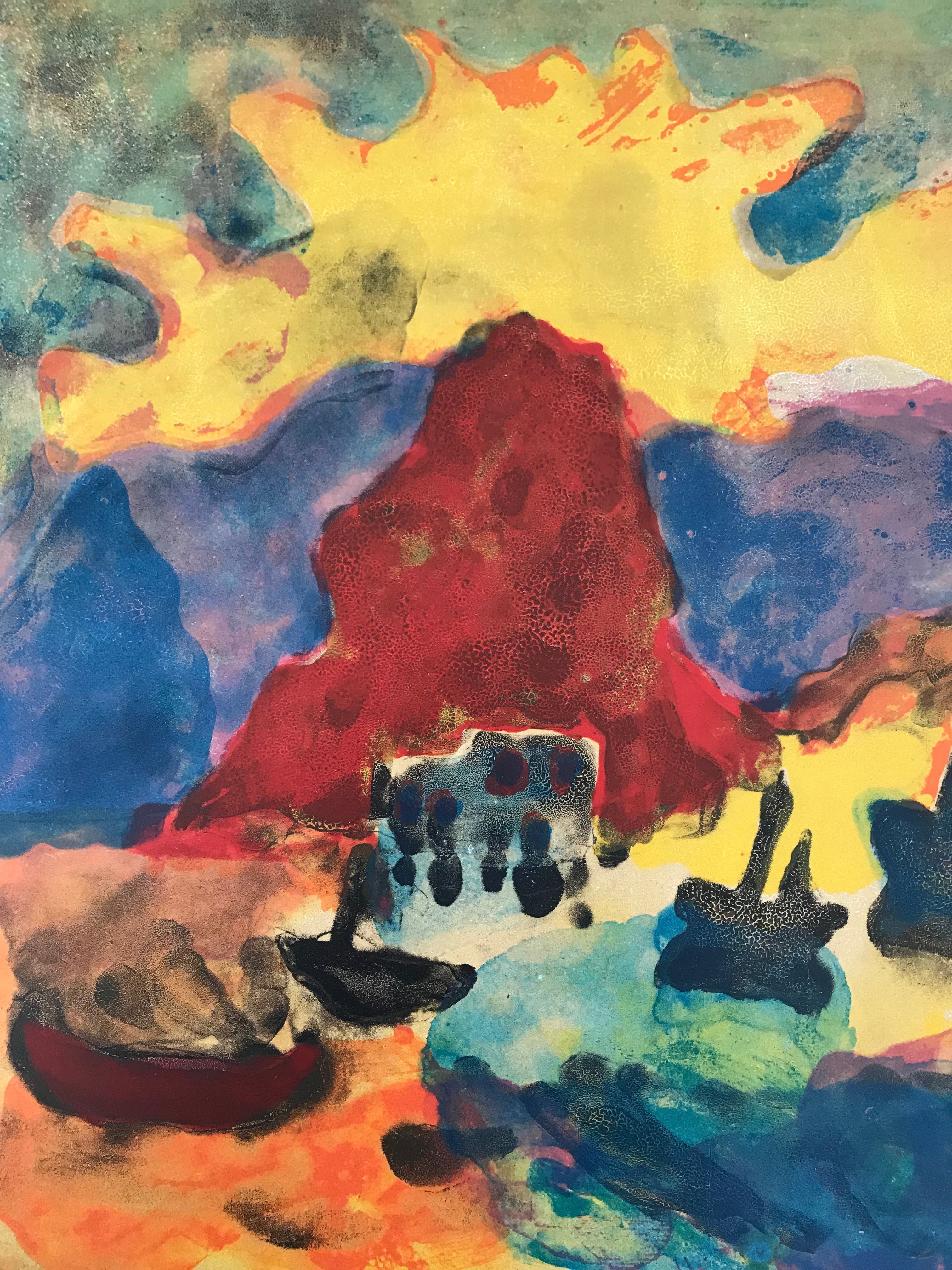 Niet of onleesbaar gesigneerd - Fraaie kleurrijke zeefdruk - Zonder Titel - 113/120 kopen? Bied vanaf 1!