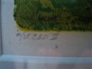 Michel van Overbeeke - Kleine Oplage (25) Surrealistische Litho "Bed II" gesigneerd kopen? Bied vanaf 20!