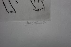 Jan Sierhuis - ets: paarden + gedicht van Louis Feron - 1983 kopen? Bied vanaf 45!